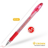 Ручка гелевая Crown &quot;Hi-Jell Needle Grip&quot; красная, 0,7мм, грип, игольчатый стержень, штрих-код
