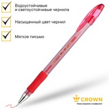 Ручка гелевая Crown &quot;Hi-Jell Needle Grip&quot; красная, 0,7мм, грип, игольчатый стержень, штрих-код