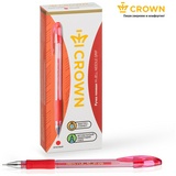 Ручка гелевая Crown &quot;Hi-Jell Needle Grip&quot; красная, 0,7мм, грип, игольчатый стержень, штрих-код