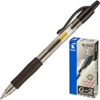 Ручка гелевая автоматическая Pilot BL-G2-5-B, черная, 0.3 мм
