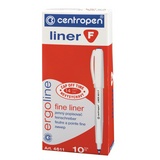 Ручка капиллярная линер Centropen 2 4611 0112 черная, трехгранная, корпус белый, линия письма 0,3 мм, 4611/1Ч