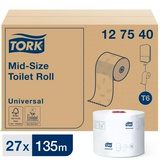 Туалетная бумага в рулонах Tork Mid-size Universal AutoShift T6 127540, 1-слойная, белая, 135 м рулон