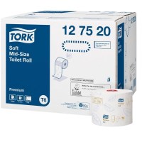 Туалетная бумага Tork Premium 127520, T6, 2-слойная, белая, цветное теснение, 90 м. рулон