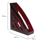 Лоток вертикальный для бумаг BRAUBERG Office style 237283, 245х90х285 мм, тонированный красный
