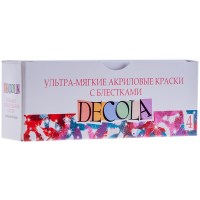 Ультра-мягкие акриловые краски с блестками Декола, 4 цвета